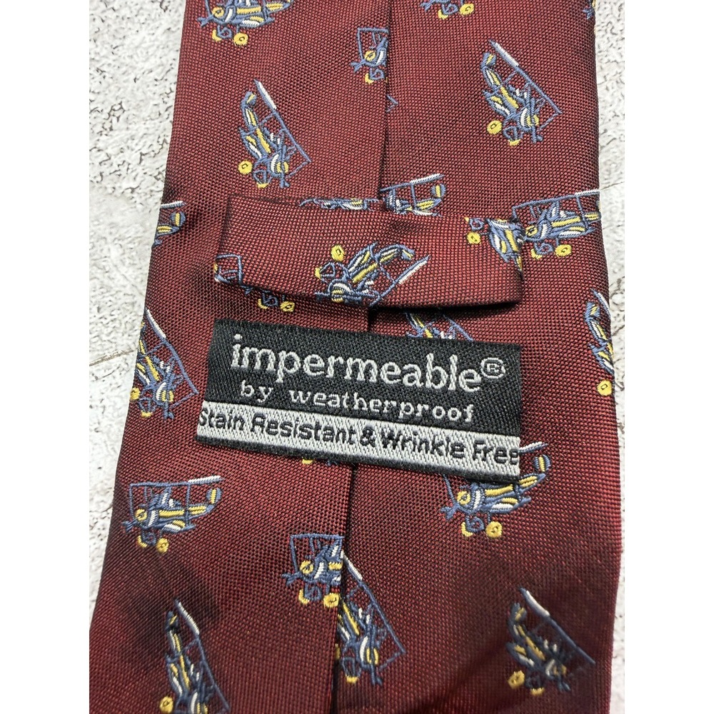 Impermeable By Weatherproof 100% Silk‎ Tie Mens Red Geometric Necktie VTG Planes - Picture 2 of 6